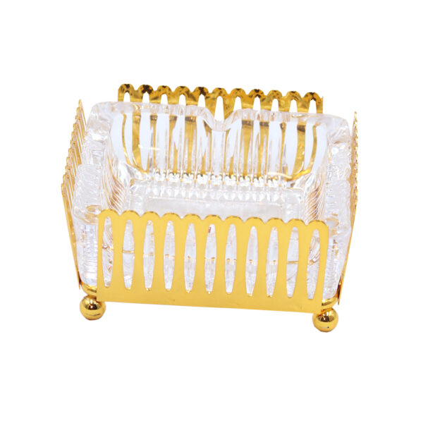 Metal Glass Golden Ashtray (Square) - Image 2