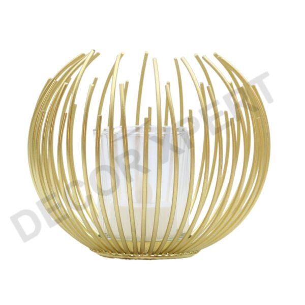 Elegant Gold Wire Flower Candle Stand - Image 2