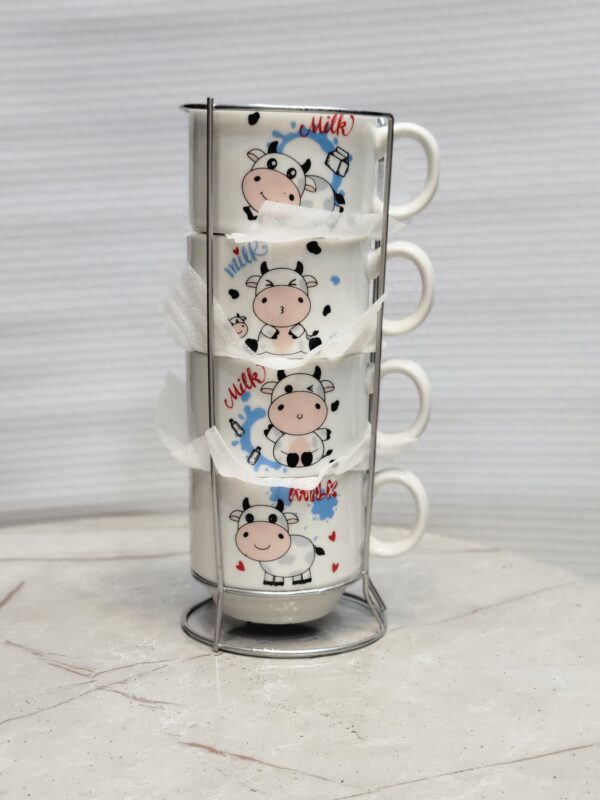 Tea Cups Ceramic Set with Iron Stand - Image 5