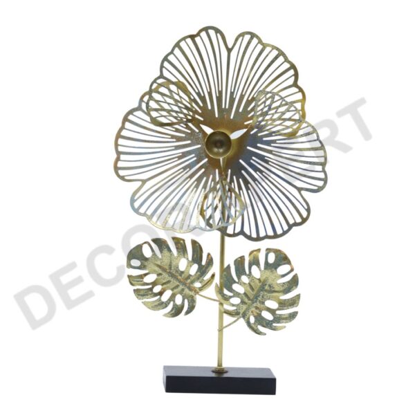 Metal Flower with Wooden Base - Image 2