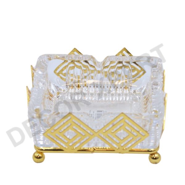 Metal Glass Golden Ashtray (Square)